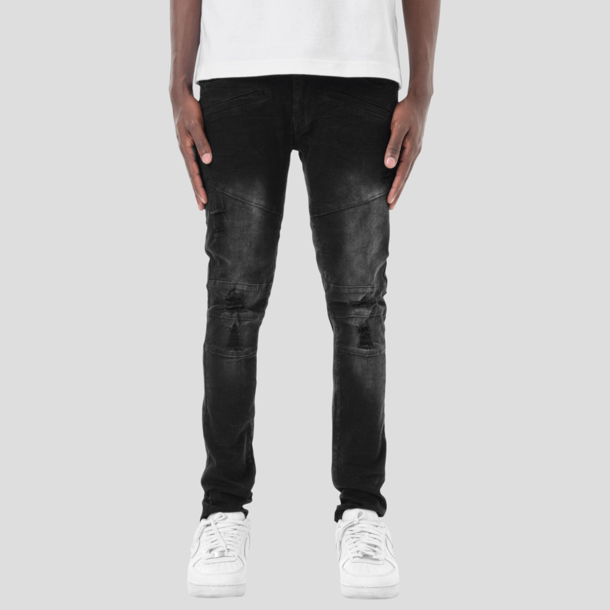 Hidden Treasures Knee Panel Distressed Skinny Jeans – Bouchards