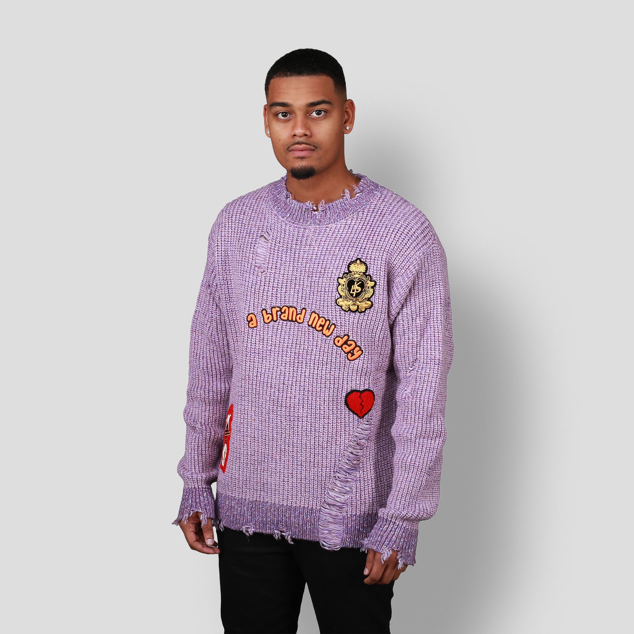 Hidden Treasures Men's Distressed Embroidered Knit Sweater – Bouchards