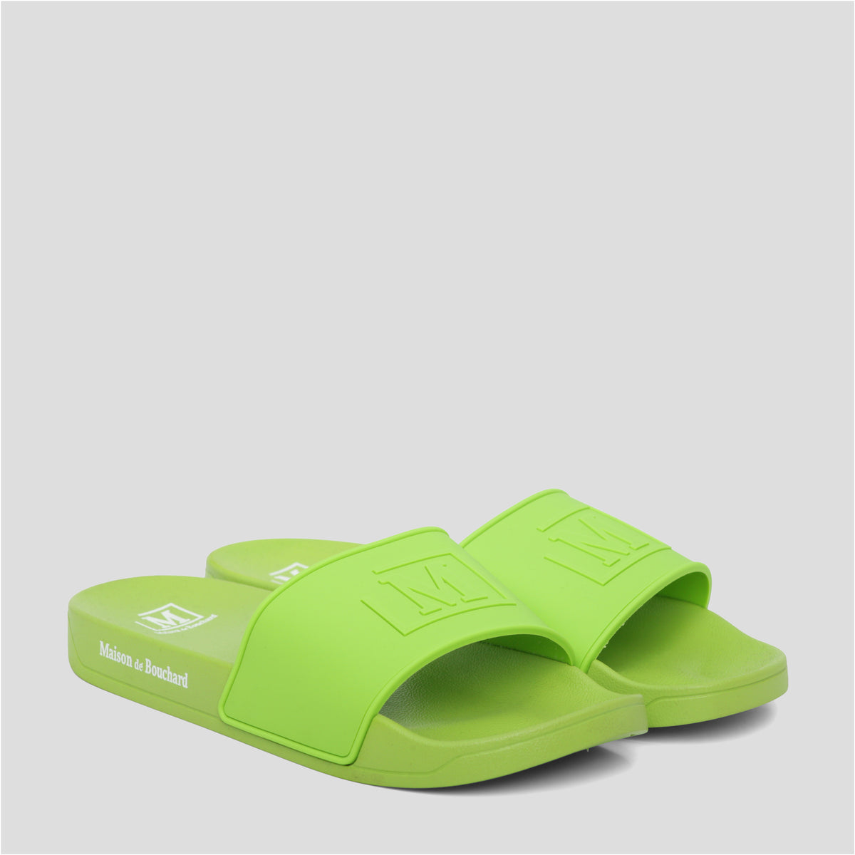 Logo neon pool slides BALENCIAGA Pool logo-embossed neon rubber slides | REVERSIBLE main image 4