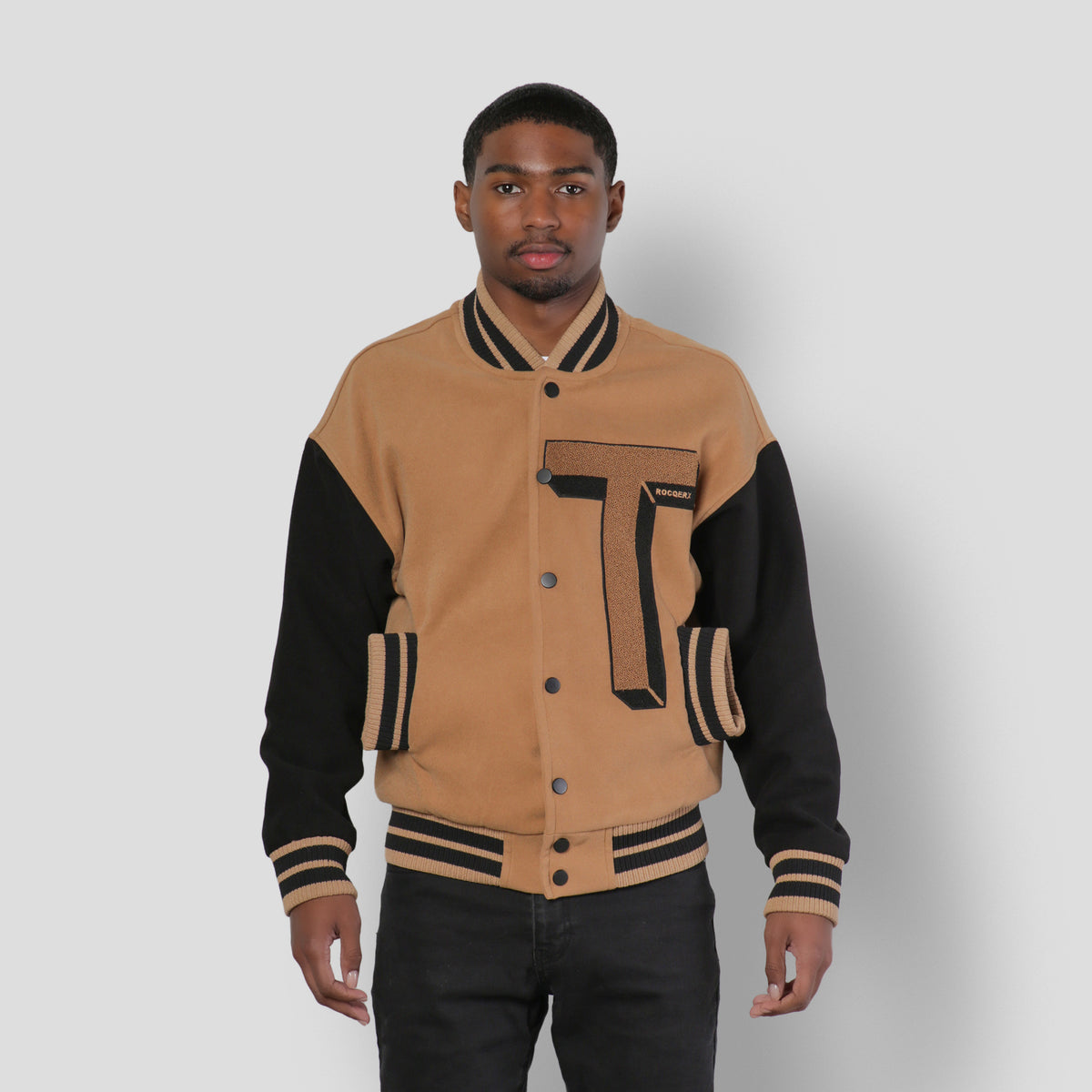 Veste Letterman Sans Capuche Eight732 - Couleur Gris/beige/noir - Taille XL - Neuf Sans étiquettes
