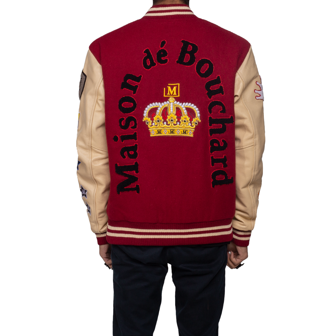 Maroon and 2025 gold letterman jacket
